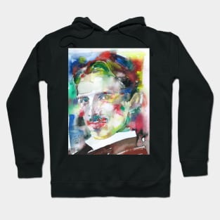 NIKOLA TESLA watercolor portrait .4 Hoodie